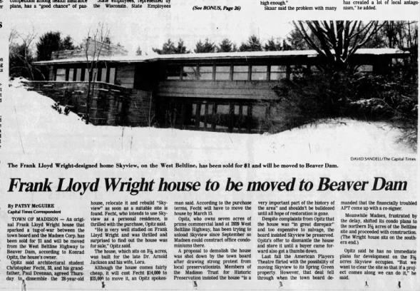 Clipping from The Capital Times